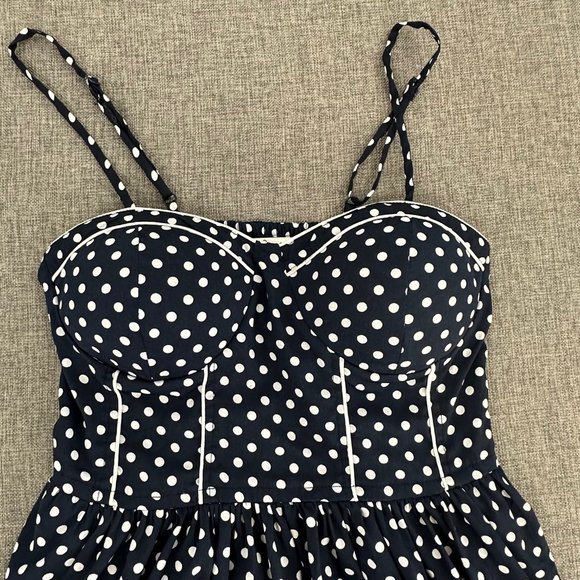 American Rag Polka Dot Mini Dress 50's Inspired Fit & Flare Spaghetti Straps Sma - Picture 4 of 16